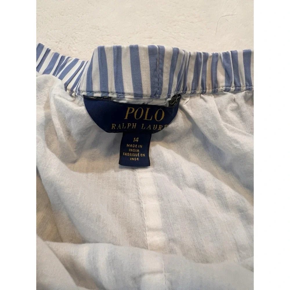Ralph Lauren Kids Girls Striped Blue White Shorts 14 Summer 4th Of July